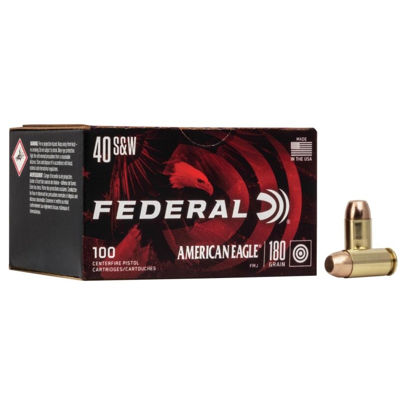 Federal AE40R100 40 S&W 180 Grain FMJ 100 Rounds Box
