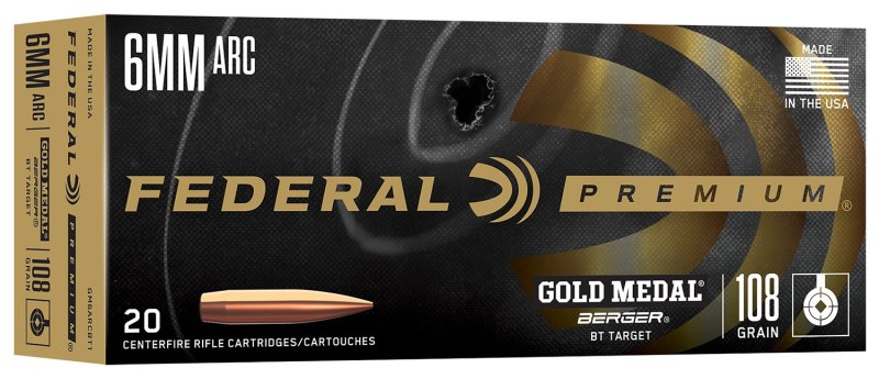 Federal Premium Gold Medal GM6ARCBT1 6mm ARC 108gr Berger 20 Rounds