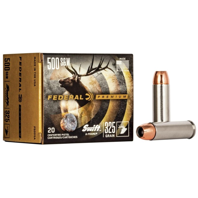 Federal P500SA Premium Hunting 500 S&W Mag 325 gr Swift A-Frame (SWFR)
