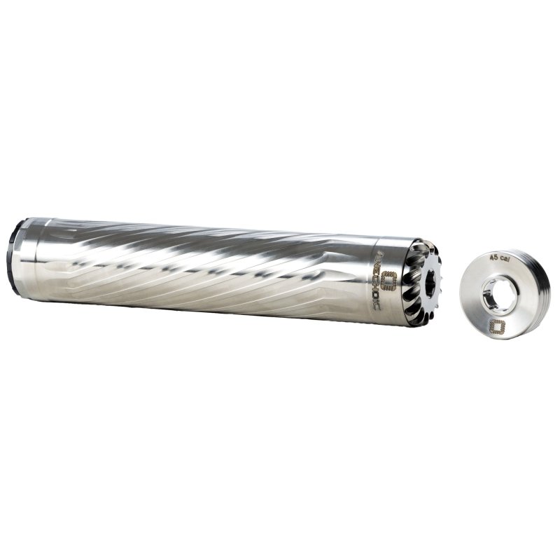ANECHOIC X-45-RT Suppressor, 458 Win Mag/45 Cal, Titanium, Silver Finish