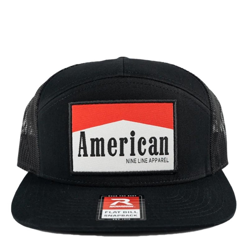 Nine Line Apparel American 7-Panel Richardson Trucker Hat Black