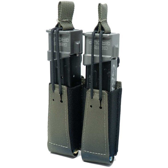 GBRS GROUP DOUBLE PISTOL MAGAZINE POUCH W/BUNGEE RETENTION RANGER GRN