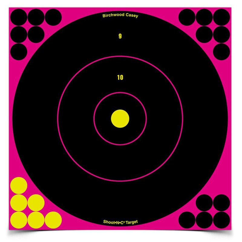 Birchwood Casey 34027 Shoot-N-C Reactive Target Black/Pink Self-Adhesive Paper Air Rifle 5 Targets
