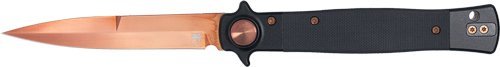 CobraTec Stiletto Button Lock G10 Knife Folding Blade Black/Rose Gold