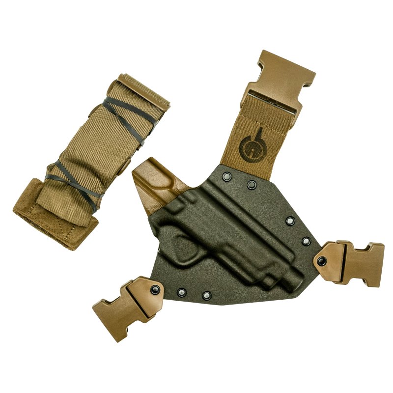 GunfightersINC KN-MP4510-040221 Kenai Chest Holster, Kydex, Nylon, RH, Gray/Coyote