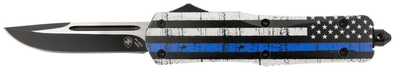 Templar LBTB331 Back The Blue OTF Knife 3.5" 440C SS Black/White