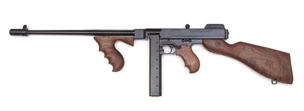 Thompson T1 1927A-1 Deluxe Semi-Auto Carbine, .45 ACP, 16.5" Finned Barrel, 20+1 Capacity, Black Finish, Walnut Stock, Blade/Adjustable Sights, 13lb Weight
