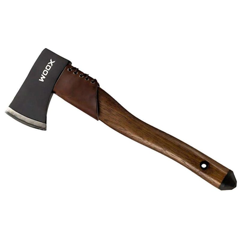Woox BU.AXE001.04 Ax1 Tomahawk, Walnut Handle, Blued Finish, Leather Collar