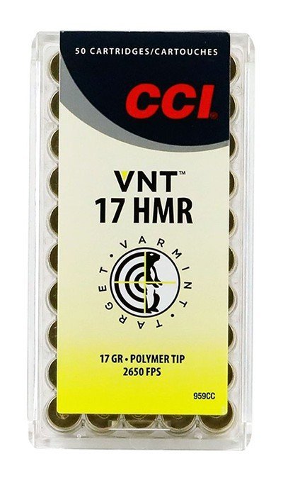 CCI VNT 959CC 17 HMR 17 Grain Polymer Tip Rimfire 50 Rounds