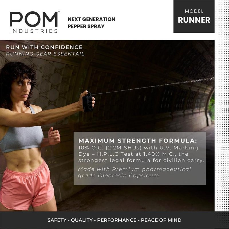 POM Industries Runner Pepper Spray Black 1/2 Fl Oz Stretch-Fit Glove