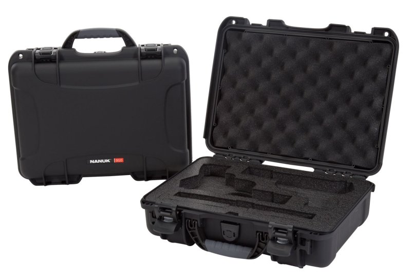 Nanuk 910 Classic 2 Up Pistol Case Black Polymer Foam Latches
