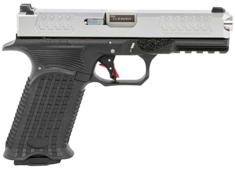 Bul Armory AXEFSCLEVSLV9US Axe Cleaver Full Size 9mm Luger 17+1, 4.49 in Stainless Steel Barrel, Silver Slide, Black Polymer Frame w/Beavertail & Picatinny Rail, Black Textured Polymer Grip, Pistol
