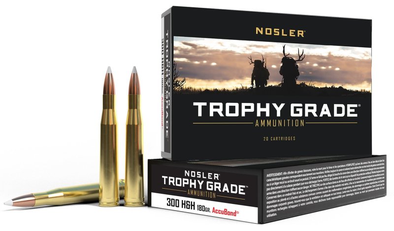 Nosler 60060 Trophy Grade 300 H&H Mag 180 gr 2950 fps AccuBond 20 Bx/10 Cs