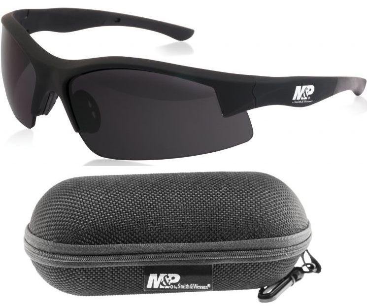 Smith & Wesson Super Cobra Shooting Glasses, Black Rubberized Frame, Smoke Lens, Anti-Fog, Non-Slip, Zippered Case, Microfiber Cloth Included - Model 110169
