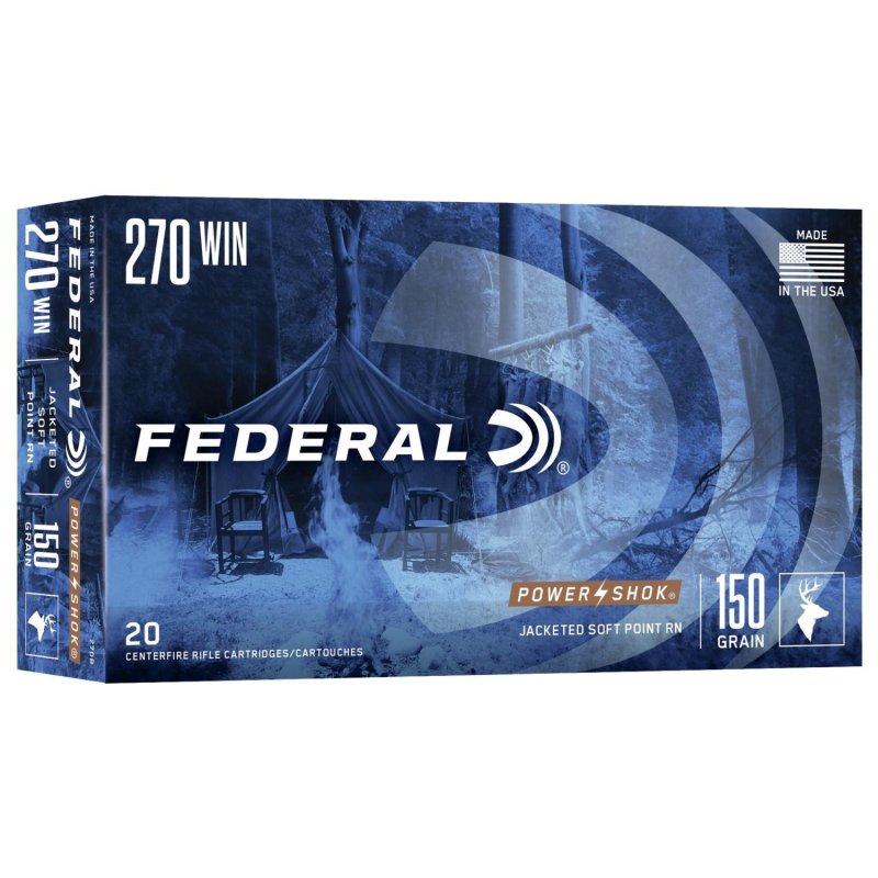 Federal Power-Shok 270B 270 Win 150 Grain Jacketed Soft Point 20 Box