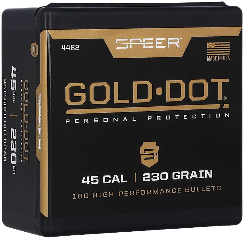 Speer Gold Dot 4482 45 Caliber 230gr Hollow Point Bullets 100/Box