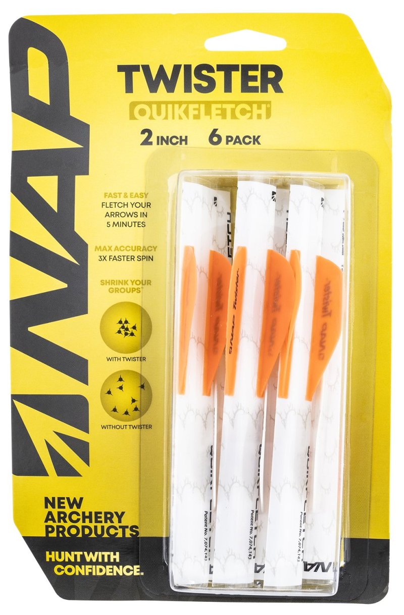 NAP Quikfletch Twister 2 Inch 6 Pack White Orange