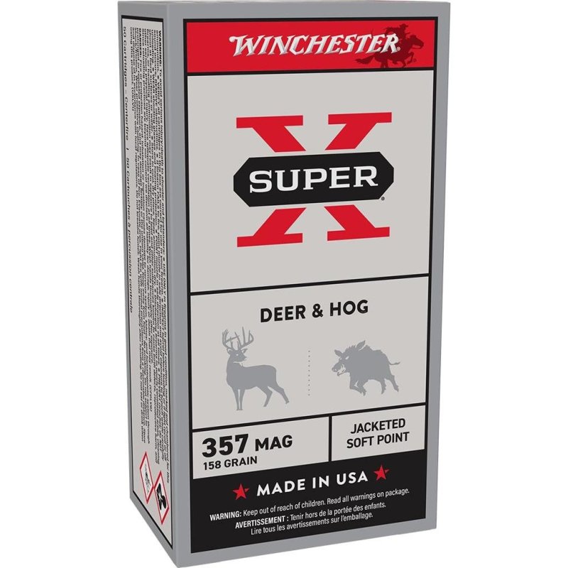 Winchester Ammo X3575P Super X Defense 357 Mag 158 gr Jacketed Soft Point (JSP) 50 Per Box/ 10 Cs