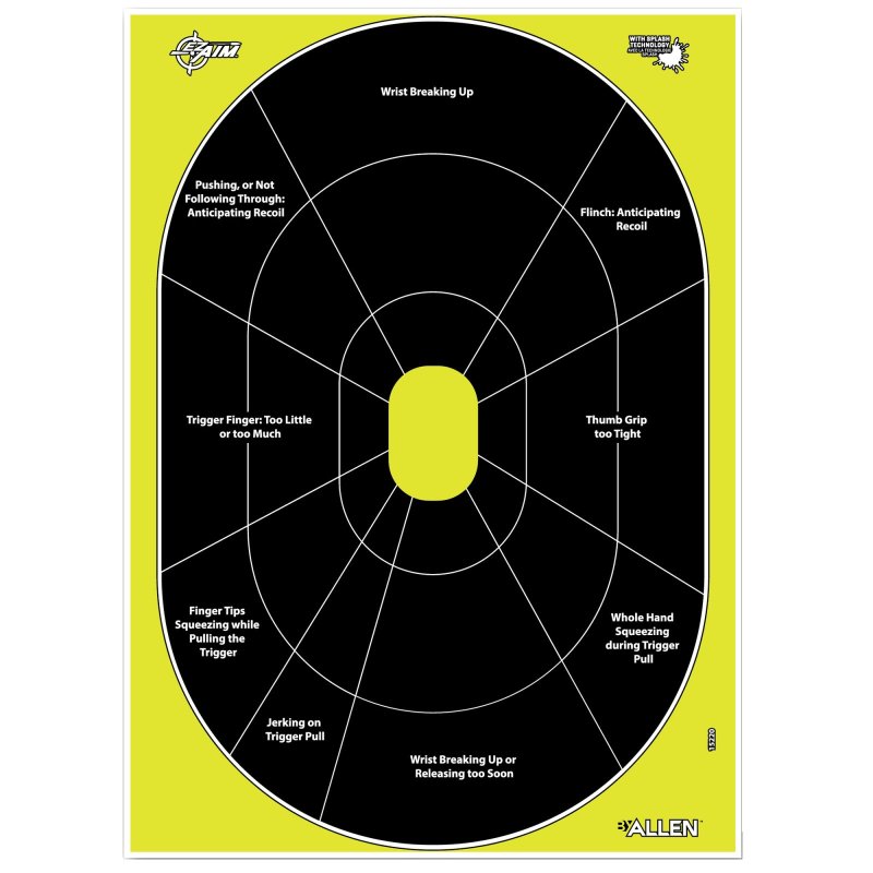 Allen EZ Aim 15220 Splash Target 12x18 Black Yellow 8 Pack Non-Adhesive