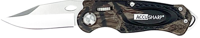 AccuSharp 704C Sport 3" Folding Plain Stainless Steel Blade-Camo Anodiz...