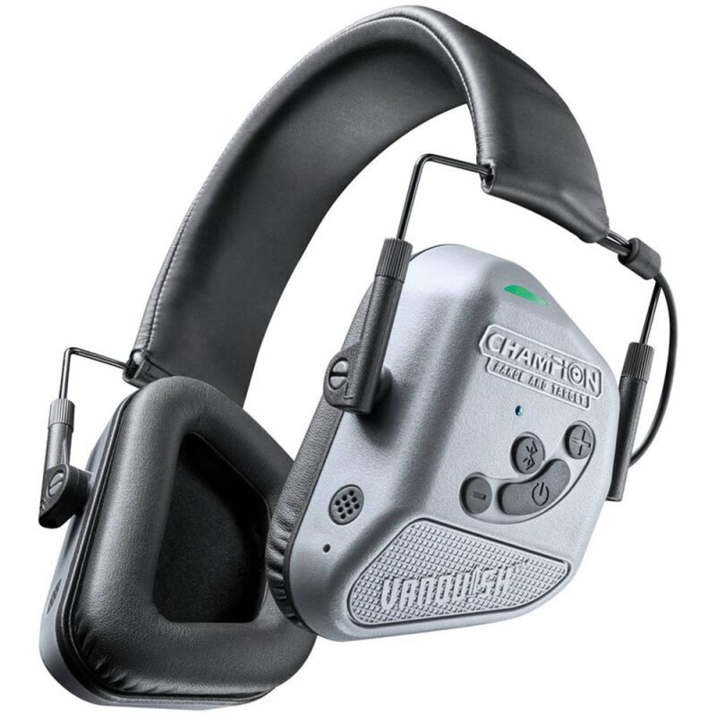 Champion Vanquish Pro 24dB Electronic Earmuff, Gray - Bluetooth-Enabled, HD Speakers, Omnidirectional Microphones, 200hr Runtime