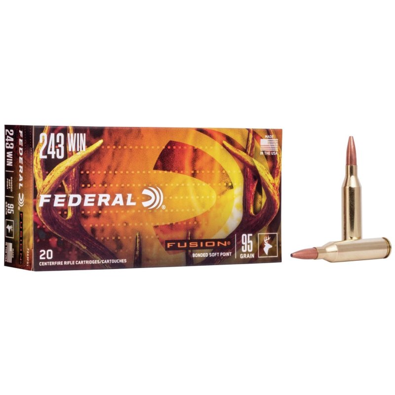 Federal F243FS1 Fusion 243Win 95gr Bonded Soft Point 20 Per Box/10 Case