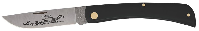 Case Sod Buster Folding Knife 3.7" Plain Skinner Blade Jet Black Handle