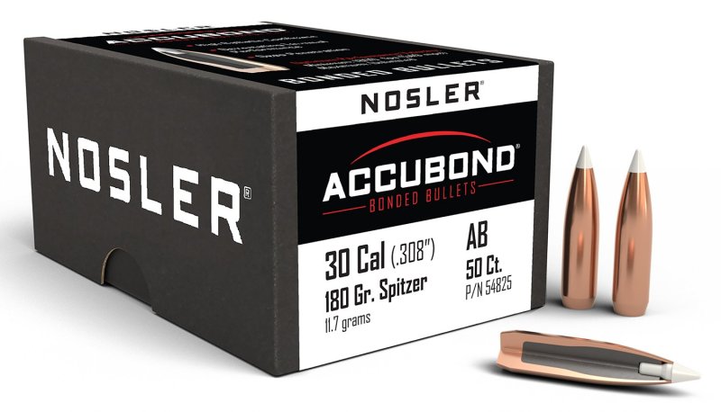 Nosler AccuBond 30 Cal .308 180 gr Spitzer Point 50 Per Box 54825