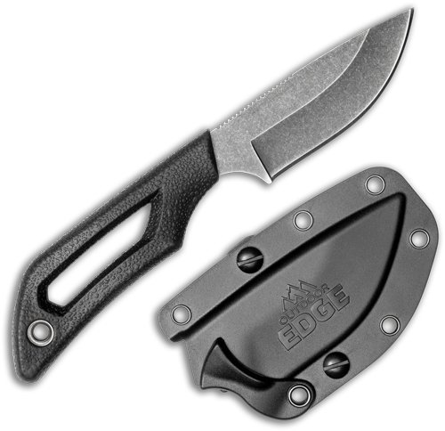 Outdoor Edge PKDP1C Pivot 2.5" Fixed Blade Black/Stonewash SS w/Sheath