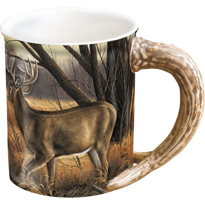 Wild Wings Sculpted Mug 16 oz Abandoned Farmstead Deer Scene