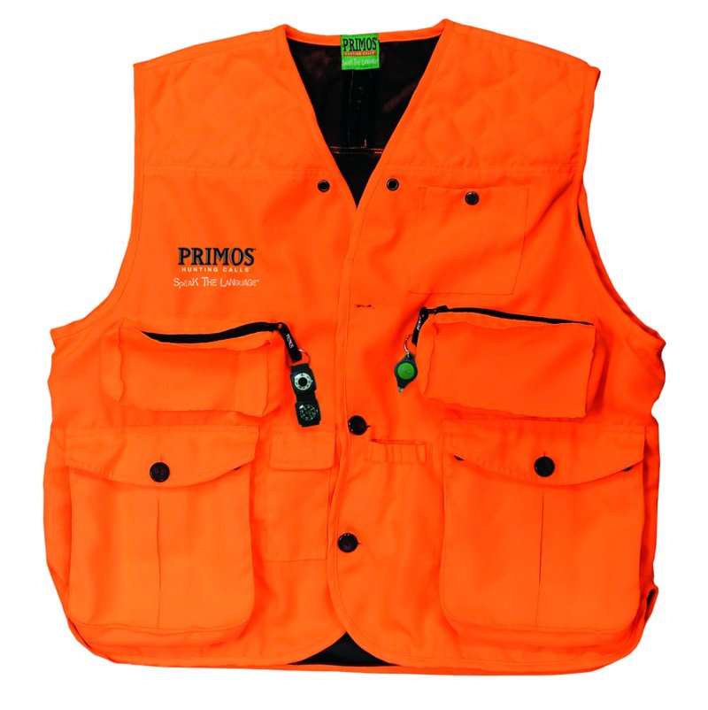 Primos 65703 Gunhunter Vest XL Blaze Orange Waterproof Storage Features