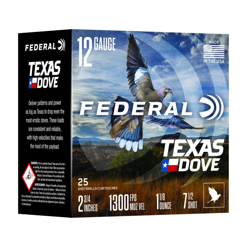 Federal Texas Dove 12 Gauge 2.75" #7.5 1 1/8oz Shot Shell Ammunition Lead