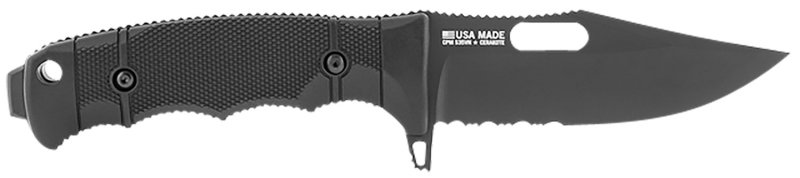 SOG Seal FX 4.3 In Part Serrated CPM S35VN Blade Black Handle