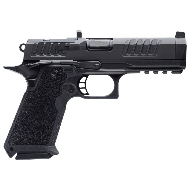 Staccato, HD P4.5 Standard, 9mm, 4.5 DLC SS Bull Barrel with Sight Block, Optic Ready, Ameriglo Blacked Out Front Sight, Black Ledge Rear Sight, Curved Trigger, Ambi Safety, Ambi Slide Release, Light Rail, 2 Mags, 18rd