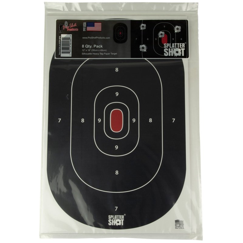 Pro-Shot Silhouette Splatter Shot 12x17 Target, Tag Paper, 8 Pack
