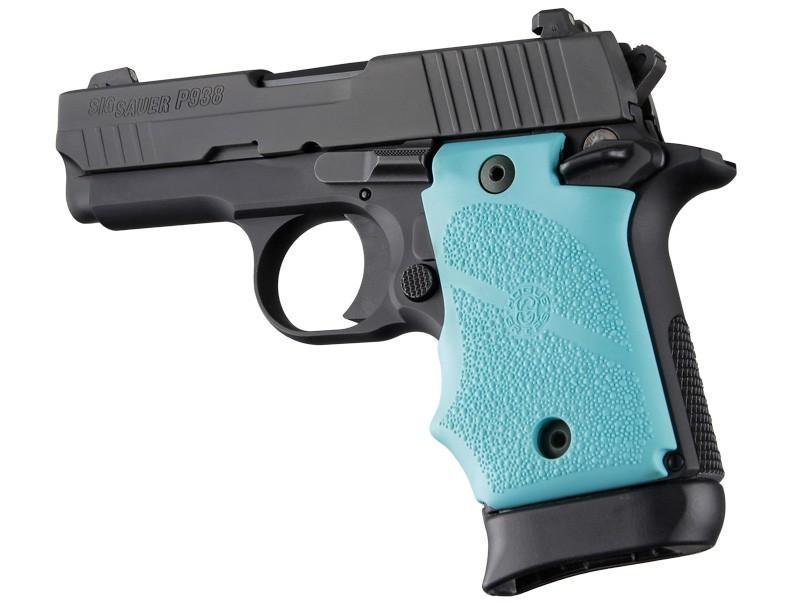Hogue Inc. P938 Rubber Grip Finger Grooves Ambi Safety Aqua