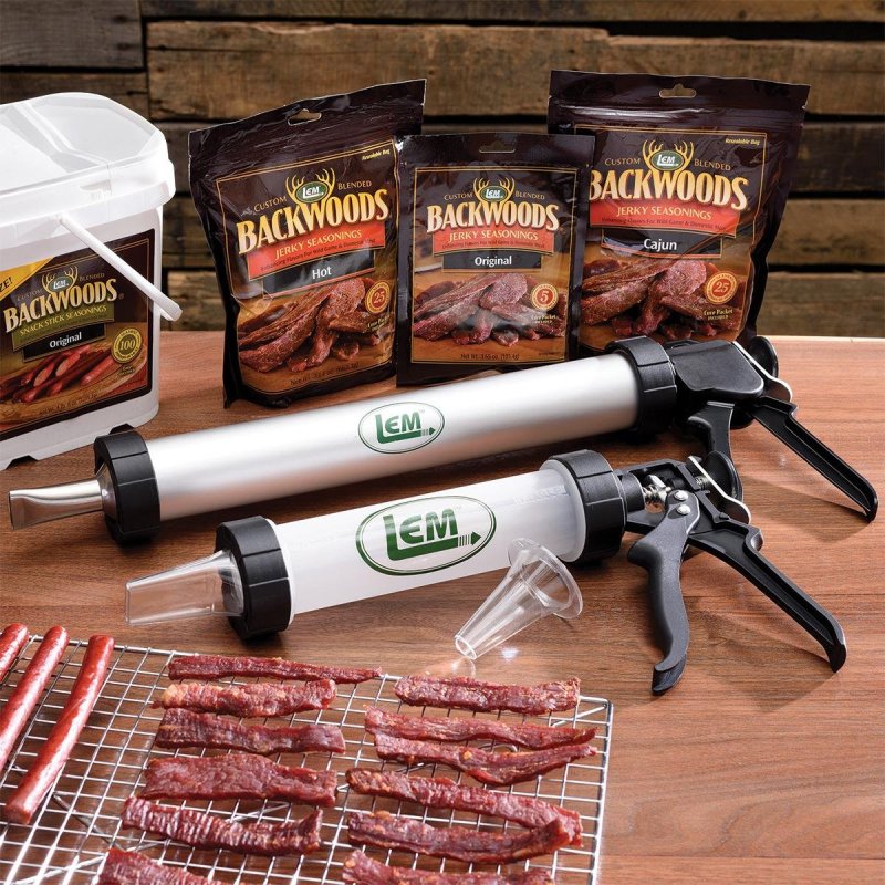 LEM Jerky Gun: Heavy Duty, Large Capacity with Nozzles & Seasoning Pack
