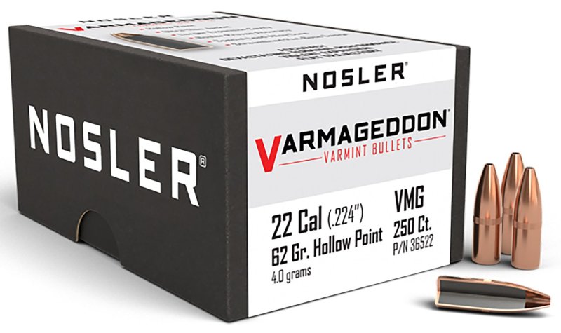 Nosler 36522 Varmageddon Varmint 22 Cal .224 62 gr FBHP 250 Per Box