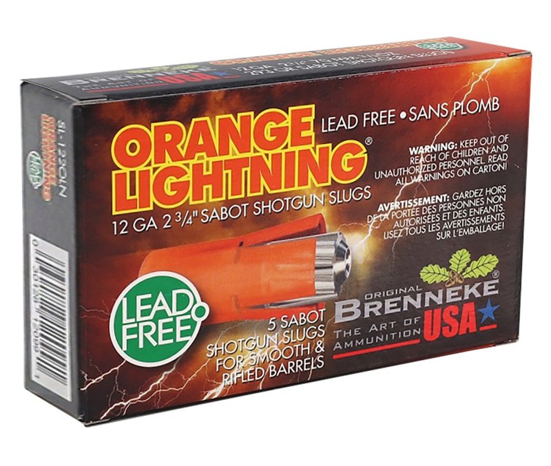 Brenneke SL122OLN Orange Lightning 12Ga 2.75" 2/3oz Slug 1640fps 5/Box