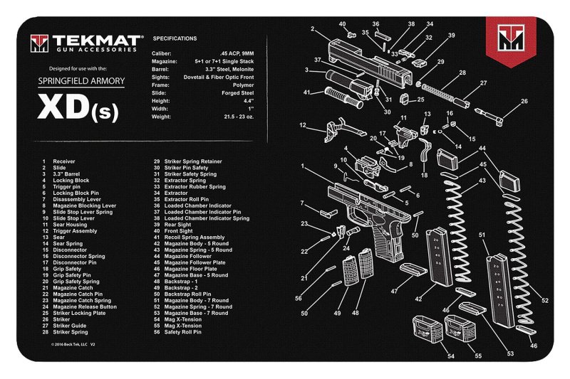 TekMat TEKR17XDS Gun Cleaning Mat 11x17" Springfield Armory XD-S