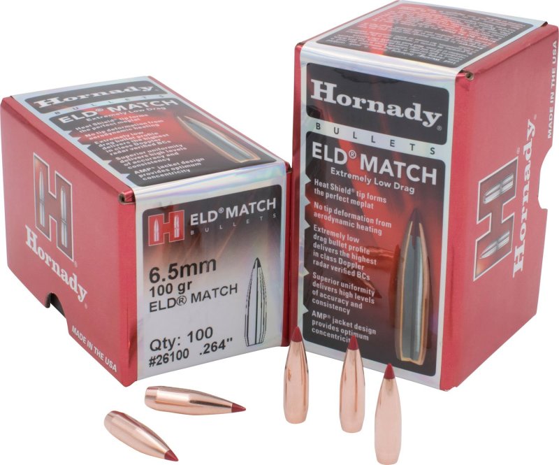 Hornady ELD Match Target 6.5mm .264 100 gr Bullets
