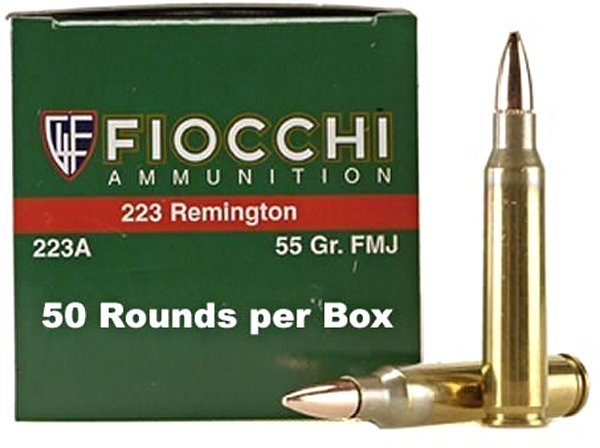 Fiocchi .223 Rem Ammo 55 Gr FMJ 50rds