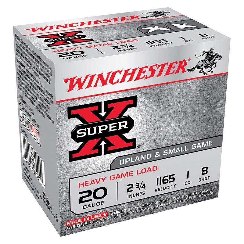 Winchester Super-X 20GA 2.75" 1165FPS 1oz #8 Shot - 250rd Case