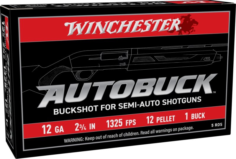 Winchester USAB121 12 Gauge 2.75 In 12-Pellet Buckshot 5-Rounds