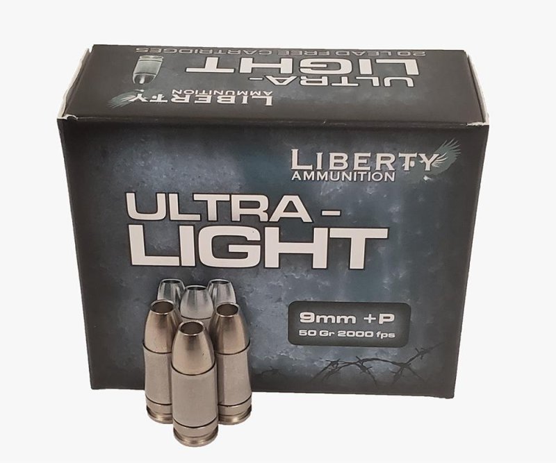 Liberty Ultra-Lights 9mm +P 50gr CHP 20 Rounds Box LA-UL-9-052