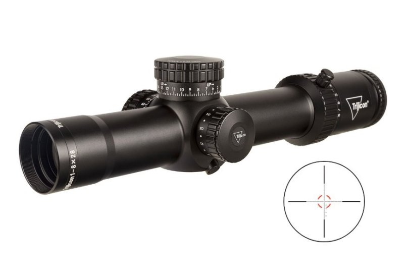 Trijicon Credo HX 1-8x28mm Riflescope, Satin Black, 34mm Tube, LED Illuminated Red/Green MOA Circle Reticle, Fog/Waterproof