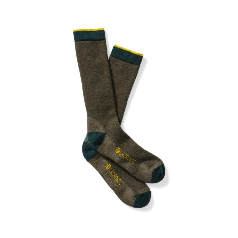 Lacrosse 913322-L Men's Merino Midweight Crew Socks OD Green Large