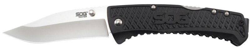 SOG Traction SOGTD1011CP Folding Clip Point Plain Satin 3.50 In