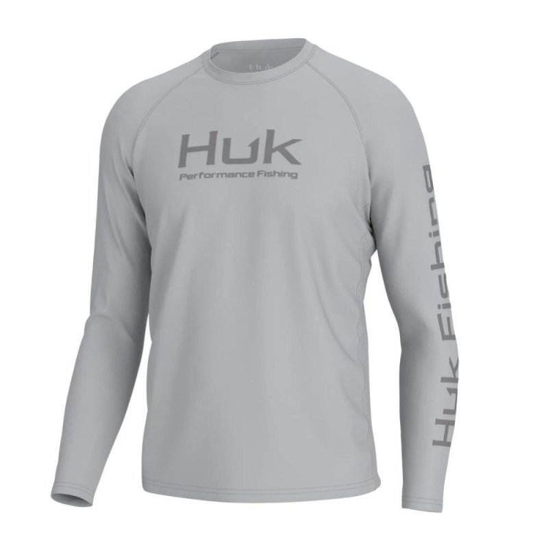 Huk H1200524-034-S Vented Pursuit Long Sleeve Shirt Harbor Mist Size S
