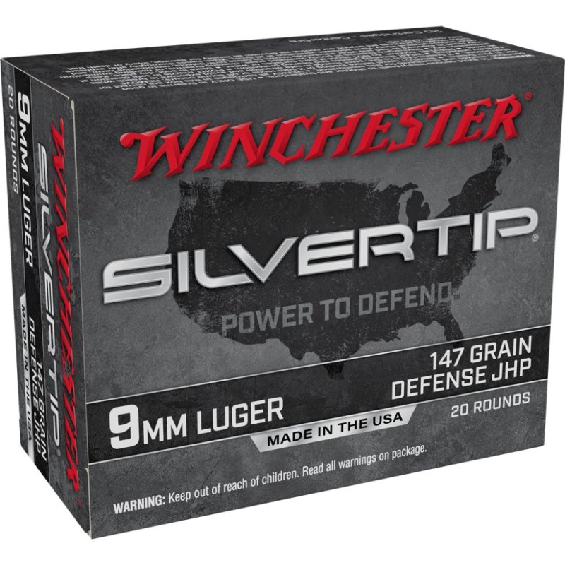 Winchester W9MMST2 9mm Luger 147 gr Silvertip JHP 20 Rounds Per Box